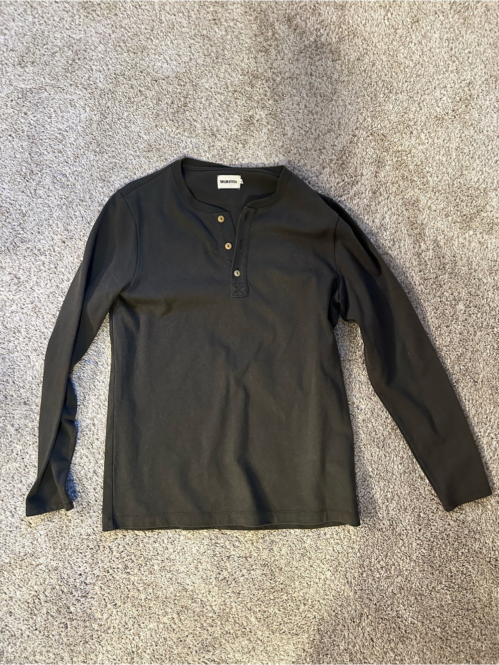 Olive Green Taylor Stitch Henley Long Sleeve Shirt